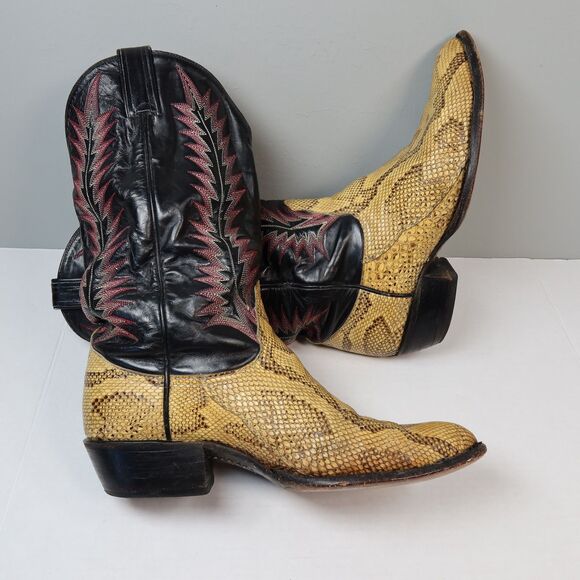 VTG Tony Lama Exotic Python Snakeskin Men\'s Western Cowboy Boots 9225 Size 8EE main image 11